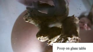 Pile of shit on a glass table