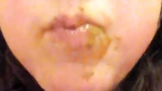 eating a mouthful of crap