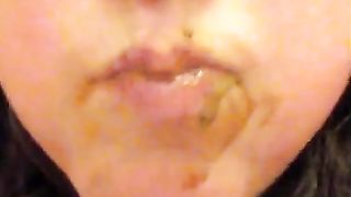 eating a mouthful of crap