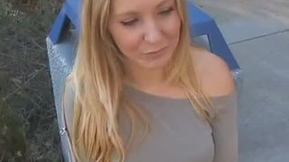 Superb blonde girl shitting