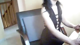 Brunette drinking piss - webcam