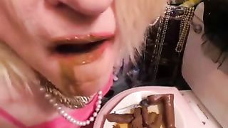 Grandma eating poop