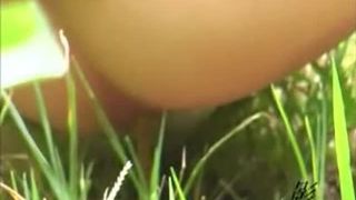 Mix of girls pooping outdoor
