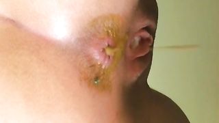 Poop in doggy style position