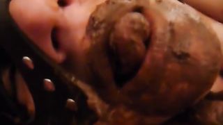 Mature woman eating scat