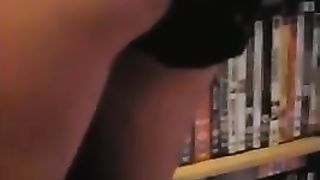 Shit in black lace panties