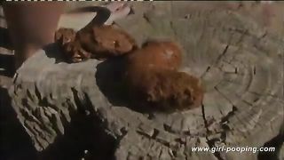 Two girls pooping outdoor