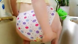 Shit in her dot panties
