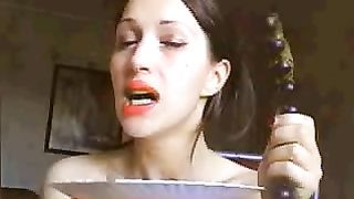 Victoria eating scat from anal beads