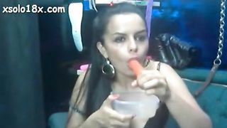 Hot brunette on webcam