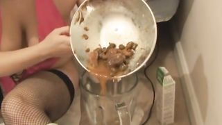 Dirty brunette enjoys the taste of shit