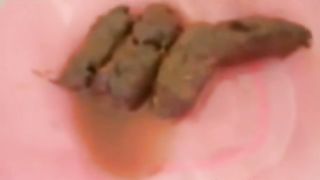 Poop in a pink bowl