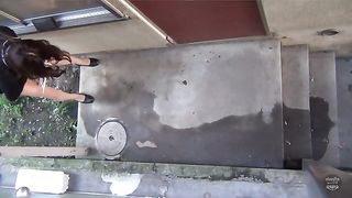 Japanese girl pooping outdoor