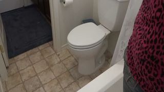 Sexy brunette pooping