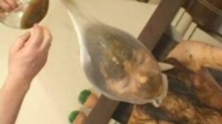 Liquid scat on her entire face