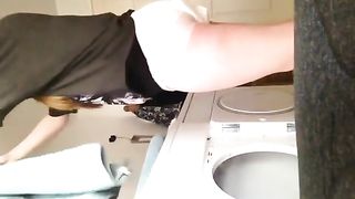 Poop in her panties while cleaning the room