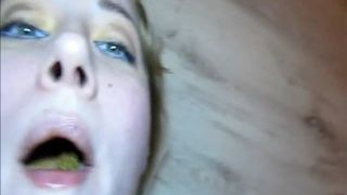 Blonde shit eating