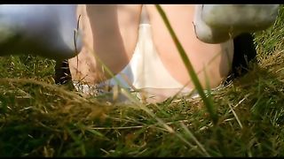 Poop in her white panties