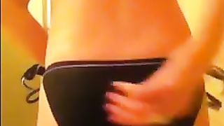 Poop in black panties