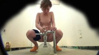 Pooping in a public toilet