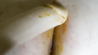 Big dildo into tight ass