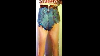 shitting in her short jeans and underwear