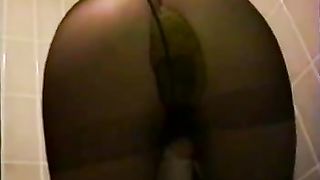 Creamy poop in pantyhose